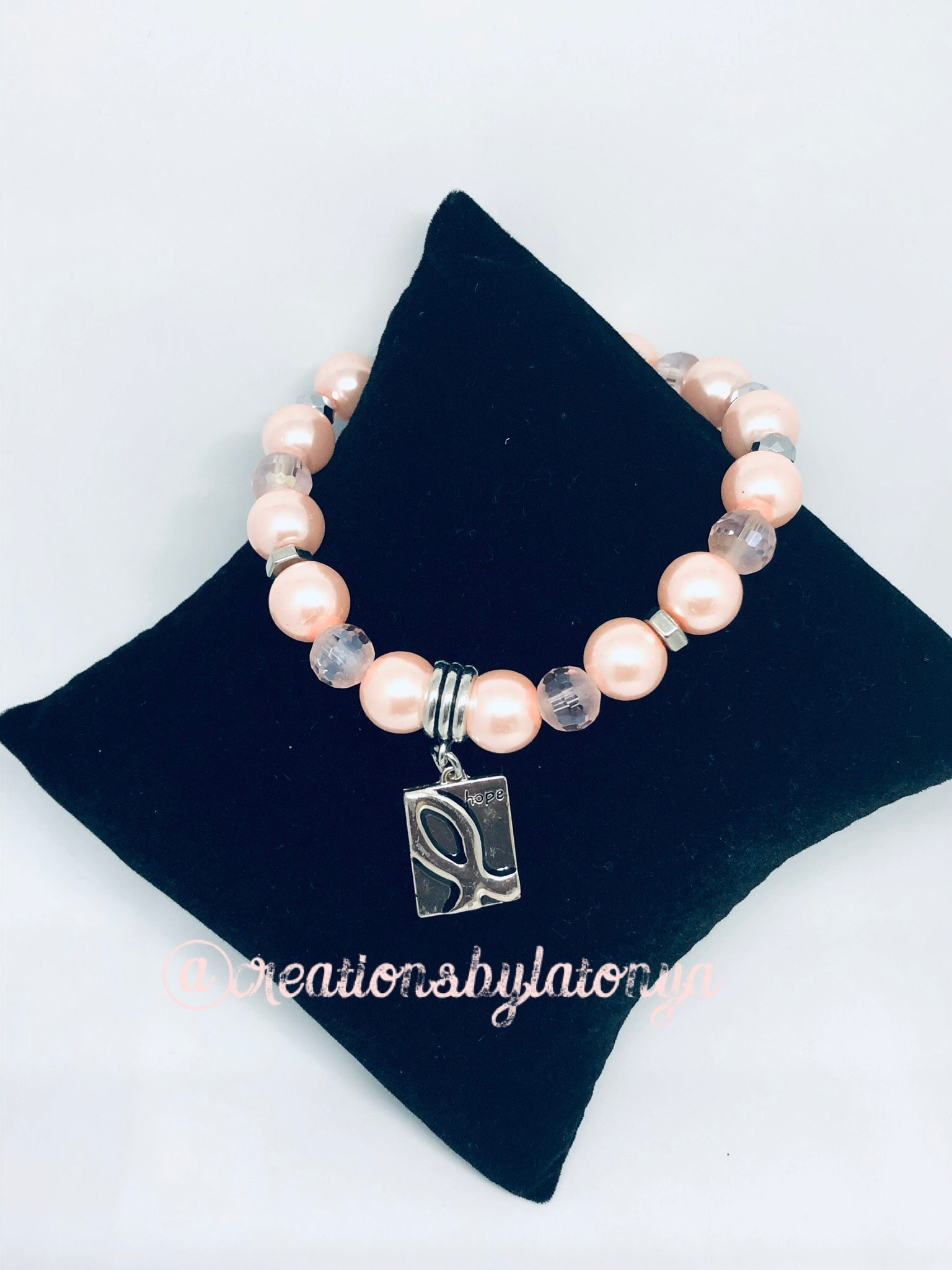 Pearl Pink Breast Cancer Awareness Bracelet